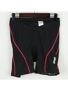 Shebeest Women's Medium Black Pink Pull On Tight Fit Cycling Shorts